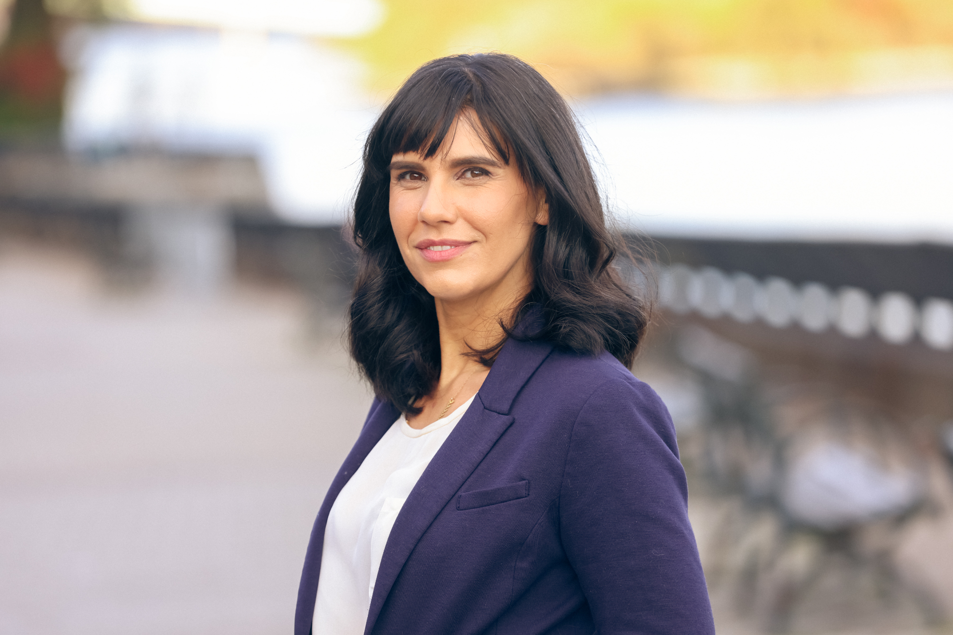 Portrait — navy blazer